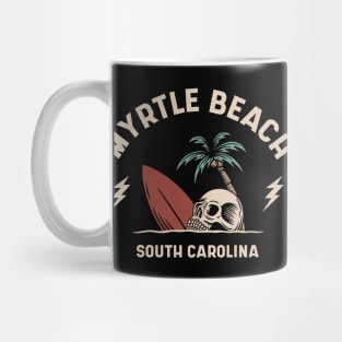 Vintage Surfing Myrtle Beach South Carolina // Retro Surf Skull Mug